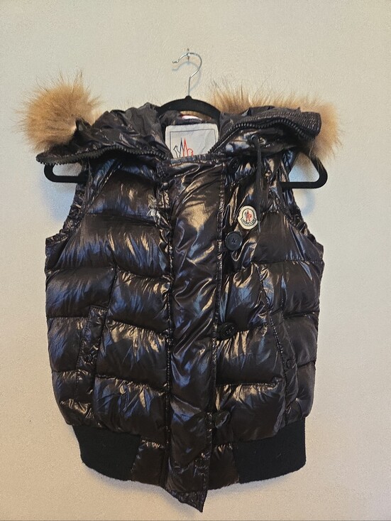 Moncler Jackets & Blazers - Moncler Grenoble Down Puffer Vest Fur Lined Hood Black Womens Size 1 US Small